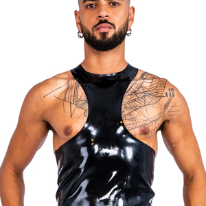 <b>Men's</b> Customized Color Breathable Anti-Wrinkle Quick Dry Regular Fit O-Neck Short Sleeve Solid Casual Leather Knitted <b>Crop</b> <b>Top</b> - Product Image 3