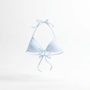 Haut de bikini noir pour femme avec cordon de serrage à l'avant et bretelles réglables, maillot de bain uni en spandex et polyester - Product Image 4