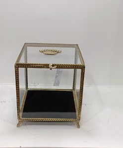 Caja de Joyería de Latón Dorado, Estuche de Almacenamiento de Vidrio Biselado, Organizador Decorativo para Anillos, Aretes y Collares - Product Image 5