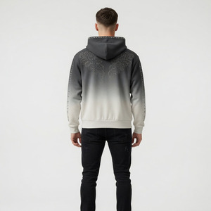 Sudadera con capucha personalizada con estampado de serigrafía, pedrería y cremallera, de algodón 100% de alto gramaje, estilo vintage streetwear unisex. - Product Image 3