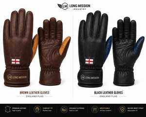 Long Mission Leather <b>Gloves</b> Wrist Length Thermal Plain Eco-Friendly <b>Touchscreen</b> Outdoor Four Seasons Use Unlined Brown Flag - Product Image 6