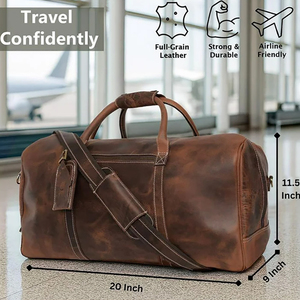 Elegant Leather Duffle <b>Bag</b> Stylish Travel <b>Overnight</b> Gym <b>Bag</b> With Comfortable Handles and Zippered Compartments - Product Image 4