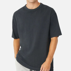 T-shirt à manches courtes gris foncé pour homme, 100% coton, col rond, coupe classique, jersey décontracté, couleur unie, design simple - Product Image 2