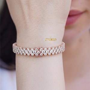 สร้อยคอเงินแท้ชุบทองคำขาวประดับเพชรแล็บโกรว์สองแถว ดีไซน์คลาสสิก สำหรับผู้หญิง เหมาะเป็นของขวัญงานแต่งงานหรืองานเลี้ยง สวยหรูระยิบระยับ - Product Image 5