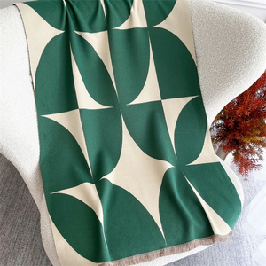 Geometric Pattern Wool Square <b>Scarf</b> for Women Winter Casual Style Durable Fringed Edge <b>Scarf</b> - Product Image 5
