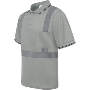 T-shirt de travail haute visibilité unisexe à manches courtes personnalisé en gros avec poche, polo de sécurité réfléchissant haute visibilité - Product Image 2