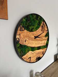 Verdant river wall <b>clock</b> Moss creek rustic wood <b>clock</b> Timber trail nature <b>clock</b> Rustic Wood And Moss Wall <b>Clock</b> Round <b>Clock</b> - Product Image 2