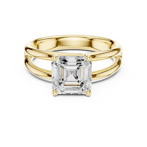 แหวนเพชรทรง Asscher คุณภาพเยี่ยม ผลิตด้วยมืออย่างประณีต ฝังเพชรเพาะเลี้ยงในทองคำ 14k สีเหลืองทอง สไตล์หรูหรา สำหรับผู้หญิง - Product Image 3