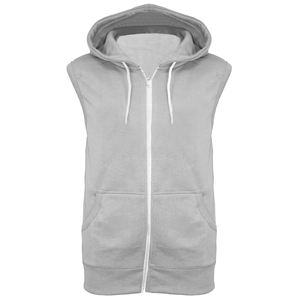 <b>Men's</b> <b>Sleeveless</b> Hooded Solid Color Zipper Casual Hoodie Regular Fit Autumn Wear Knitted Sweatshirt Fashion Customized <b>Pullover</b> - Product Image 1