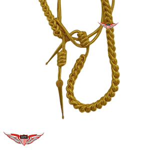 Aiguillette Cérémonielle Dorée Tressée, Cordon d'Épaule Aiguillette Torsadé avec Embout Métallique Doré - Product Image 3