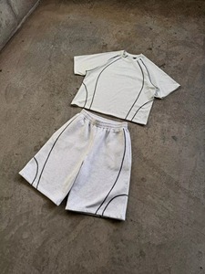 Ensemble short et t-shirt pour homme en coton 100% personnalisé, grande taille, pour la gym et le fitness, idéal pour l'été - Product Image 4