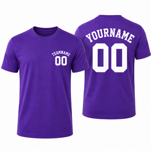T-shirt rouge personnalisé pour homme avec impression nom et numéro, manches courtes, col rond, style jersey décontracté, coupe classique, 100 % coton, logo avant - Product Image 5