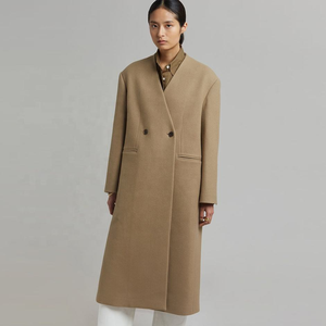 Abrigos de lana largos sin cuello para mujer, chaqueta de invierno para mujer - Product Image 3