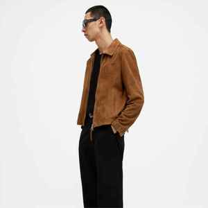 Premium Men's Brown <b>Suede</b> Leather <b>Jacket</b> Slim Fit Casual Zipper Trucker Coat Vintage Style Autumn Winter Outerwear Wholesale - Product Image 2