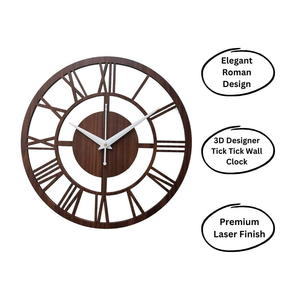 Horloge murale design en bois brun riche avec affichage analogique élégant pour la décoration intérieure contemporaine - Product Image 5