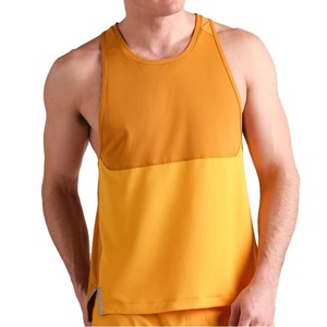 Débardeur Homme Sportif à Col Rond, Séchage Rapide, Blocs de Couleurs, Sans Manches, en Coton Tricoté Jaune, Coupe Légère - Product Image 6