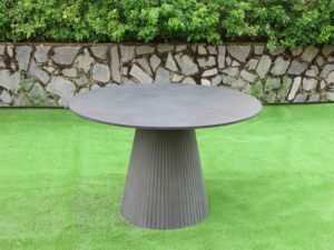 Luxury Fluted Conical Base <b>Round</b> Fiber Concrete <b>Dining</b> <b>Table</b> Modern GFRC <b>Dining</b> Furniture for Indoor Outdoor Use - Product Image 5