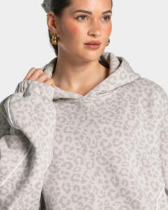 Conjunto Deportivo de Dos Piezas para Mujer, Estampado de Leopardo con Líneas en Contraste, Estilo Oversize, Informal, de Algodón Suave - Product Image 4