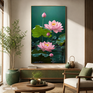 Peinture sur soie traditionnelle vietnamienne à motif de fleur de lotus, esthétique orientale, décoration murale, cadeau, fabriqué au Vietnam - Product Image 6