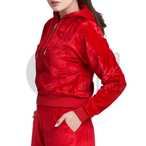 Chándal Deportivo Corto de Terciopelo Ligero con Capucha para Mujer, Estilo Casual, con Cordón Ajustable, para Invierno - Product Image 3