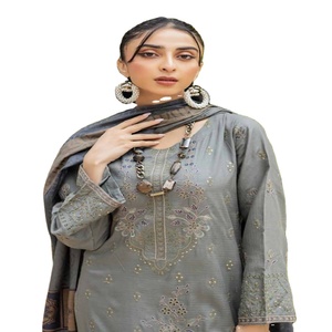 Conjunto Kurta para mujer-Venta completa Pakistán e India Trajes de Jacquard de tres piezas por Dr. Haris Salwar Kameez Dupata vestido indio - Product Image 1