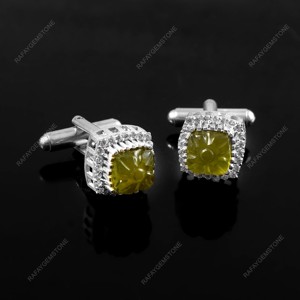 Boutons de manchette en verre platine, accessoires de chemise formelle vintage, cadeau de mariage pour le marié, bijoux de luxe pour homme, élégant, avec pierre précieuse Rafay - Product Image 5