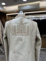 Sherwani Homme Multi-Panneaux à Col Mandarin, Motif Frontal Anti-Plis, pour Mariage et Cérémonies, Qualité Premium, Collection Divine Touch, Vêtement de Base Élégant