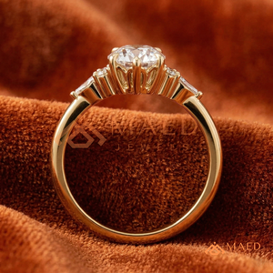 Gold Plated Pear Cut Engagement <b>Ring</b> Women Side Stone American Diamond <b>CZ</b> Wedding <b>Ring</b> Latest Design Daily Wear - Product Image 3