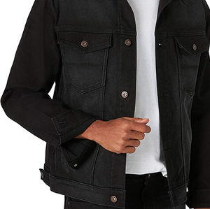 Veste en jean noire pour homme, style classique décontracté, coupe ajustée, en coton, pour le streetwear, nouveauté - Product Image 4