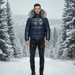 Men Hooded Winter Puffer Jacket Custom Private Label Supplier Bulk USA Market Waterproof Reversible Eco-Friendly - Product Image 2