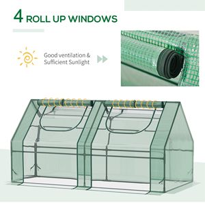 Serra Portatile 6x3x3 per Piccoli Giardini con 2 Coperture in PE/PVC, 2 Finestre Avvolgibili, Ecologica, per Esterni, Casa Calda per Piante Verdi - Product Image 6