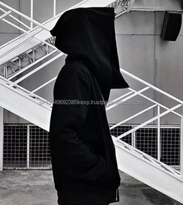 Sudadera con Capucha y Cremallera Diagonal de Marca Moderna, Color Sólido. Unisex, Forrado de Felpa para Otoño/Invierno. Sudadera con Capucha - Product Image 3