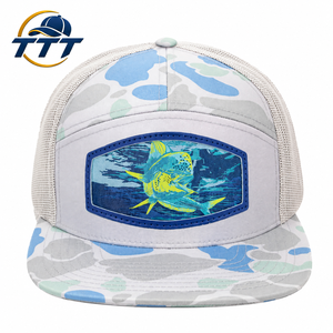 Custom 7 Panel Duck <b>Camo</b> Hunting Trucker <b>Cap</b> Mesh Snapback Woven Patch Logo Vietnam Manufacturer OEM ODM Camouflage Hat Factory - Product Image 1