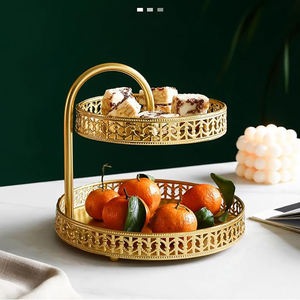 <b>Decorative</b> Gold Iron Dessert <b>Cake</b> Stand with <b>Flower</b> Border for Wedding Birthday Anniversary Buffet Display and Home <b>Decor</b> - Product Image 1