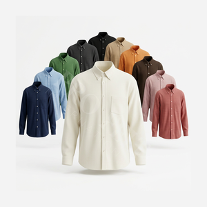 Chemise habillée à carreaux personnalisée, boutonnée, décontractée, à manches longues, en mélange de coton, avec logo personnalisé - Product Image 1