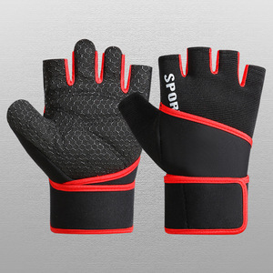 Gants de fitness demi-doigts noirs et bleus en maille respirante avec sangle de poignet réglable antidérapants pour entraînement en salle de sport et musculation unisexe - Product Image 5
