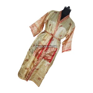 KL001 Camisón Kimono Vintage de Sari, ODM, Mezcla de Poliéster y Seda, Secado Rápido, Largo Completo para Mujer - Product Image 1