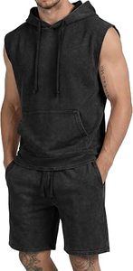 Sudadera con Capucha sin Mangas para Hombre, Color Negro, 100% Poliéster, Forro Polar, Estilo Casual, para Invierno, Corte Regular, Diseño con Bolsillos, Cierre Rápido - Product Image 5