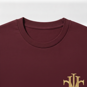 Men Oversized Burgundy T Shirt Short Sleeve Crew Neck Cotton Casual Streetwear Top <b>Small</b> <b>Chest</b> Logo Print Summer Tee - Product Image 4
