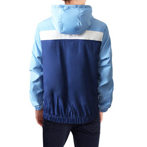 <b>Men</b> Hooded Windbreaker <b>Jacket</b> Color Blocking Sporty Style Lightweight Polyester Zipper Closure Spring Wear - Product Image 3