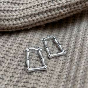 Pendientes de Aro Geométricos de Bambú para Mujer, Estilo Bohemio Étnico, Plateados y Chapados en Oro de 18K, Regalo para Fiestas, Venta al Por Mayor - Product Image 2