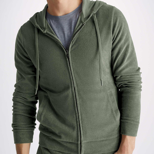 Conjunto de Sudadera con Capucha y Cremallera de Forro Polar Azul Marino para Hombre, Corte Regular, Ropa Casual de Otoño - Product Image 5