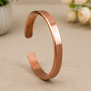 Authentic Pure Metal Open Cuff Flat Profile Copper Bangle Minimalist Copper Jewelry by Metalsmith Handmade Technique - Product Image 2