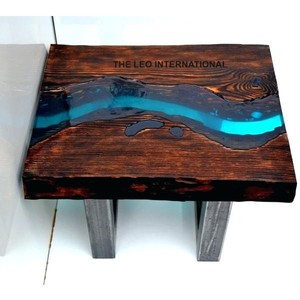 Elegant Solid Wood <b>Coffee</b> <b>Table</b> Unique Stylish River Resin Casting for Hotel Farmhouse Residential Solid Feature - Product Image 1
