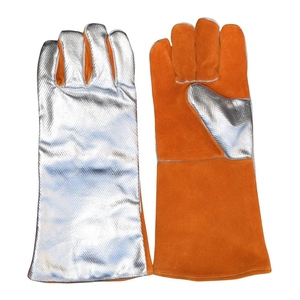 Gants de soudage en cuir de vachette pleine fleur et aluminium, haute performance, durables, résistants à la chaleur et aux étincelles, avec manchette de sécurité. - Product Image 1