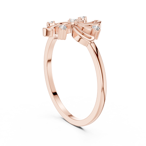 Bague de mariage texturée en or rose avec diamant de laboratoire, cadeau pour femme, fiançailles, mariage, anniversaire, motif floral en spirale - Product Image 1