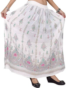 Womens Rayon Handcrafted Sequence Jaipuri <b>Skirts</b> Traditional Summer Long <b>Skirt</b> - Product Image 6