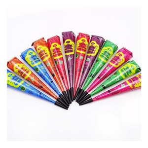 Conos y Tubos de Henna de la Mejor Calidad, Henna Herbal Multicolor con Fórmula de Flujo Suave, Paquete de 12 Conos / 10 Tubos, para Bodas y Eventos - Product Image 1