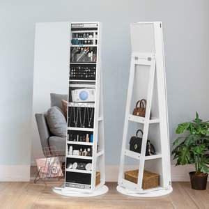 Armoire à bijoux avec miroir verrouillable de grande capacité avec miroir pleine longueur à 360 degrés et étagères de rangement multiples - Product Image 1