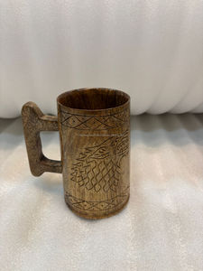 แก้วกาแฟไม้มะม่วงทำมือพร้อมดีไซน์หนัง แก้วไวน์ไม้มะม่วงทำมือพร้อมหูจับตกแต่ง - Product Image 4